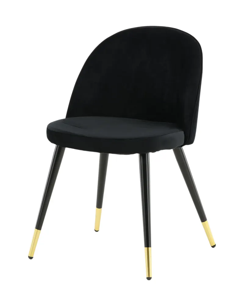 Velvet gepolsterte Esszimmerstühle im 2er-Set in Schwarz, Polyester-Samt, Ansicht 2