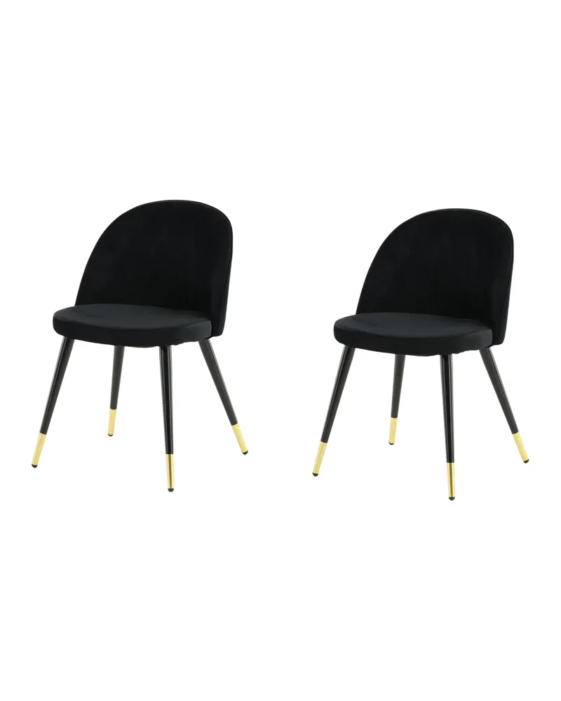 Velvet gepolsterte Esszimmerstühle im 2er-Set in Schwarz, Polyester-Samt, Ansicht 3