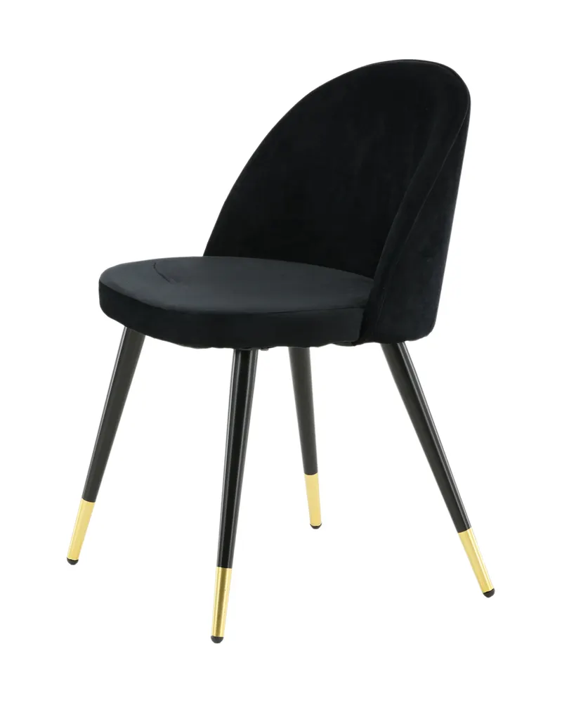 Velvet gepolsterte Esszimmerstühle im 2er-Set in Schwarz, Polyester-Samt, Ansicht 4