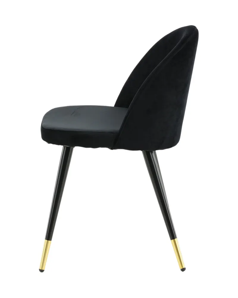 Velvet gepolsterte Esszimmerstühle im 2er-Set in Schwarz, Polyester-Samt, Ansicht 5