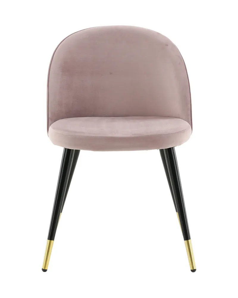 Velvet gepolsterte Esszimmerstühle im 2er-Set in Altrosa, Gestell Schwarz, Polyester-Samt, Ansicht 1