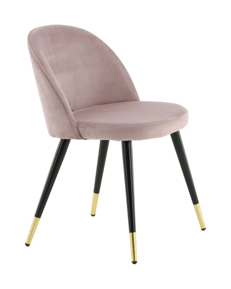 Velvet gepolsterte Esszimmerstühle im 2er-Set in Altrosa, Gestell Schwarz, Polyester-Samt, Ansicht 12