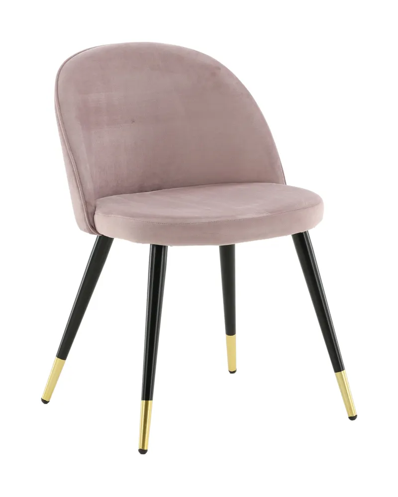 Velvet gepolsterte Esszimmerstühle im 2er-Set in Altrosa, Gestell Schwarz, Polyester-Samt, Ansicht 13
