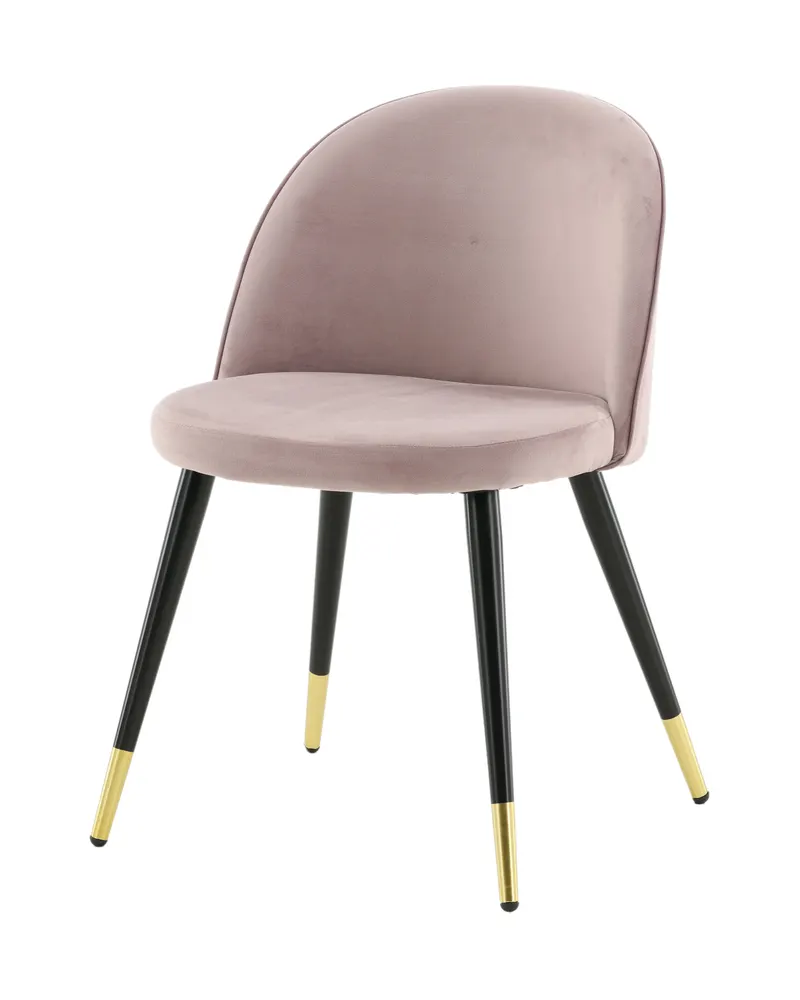 Velvet gepolsterte Esszimmerstühle im 2er-Set in Altrosa, Gestell Schwarz, Polyester-Samt, Ansicht 2