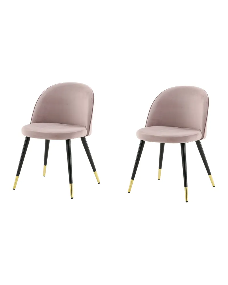Velvet gepolsterte Esszimmerstühle im 2er-Set in Altrosa, Gestell Schwarz, Polyester-Samt, Ansicht 3