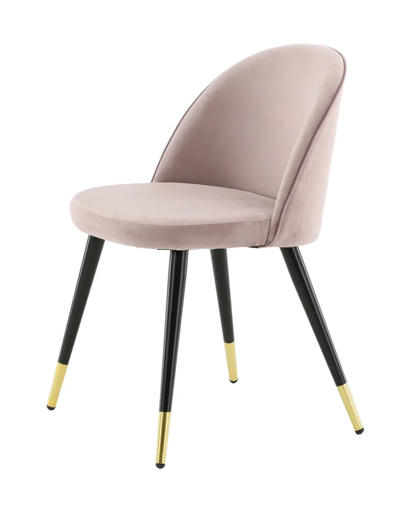 Velvet gepolsterte Esszimmerstühle im 2er-Set in Altrosa, Gestell Schwarz, Polyester-Samt, Ansicht 4