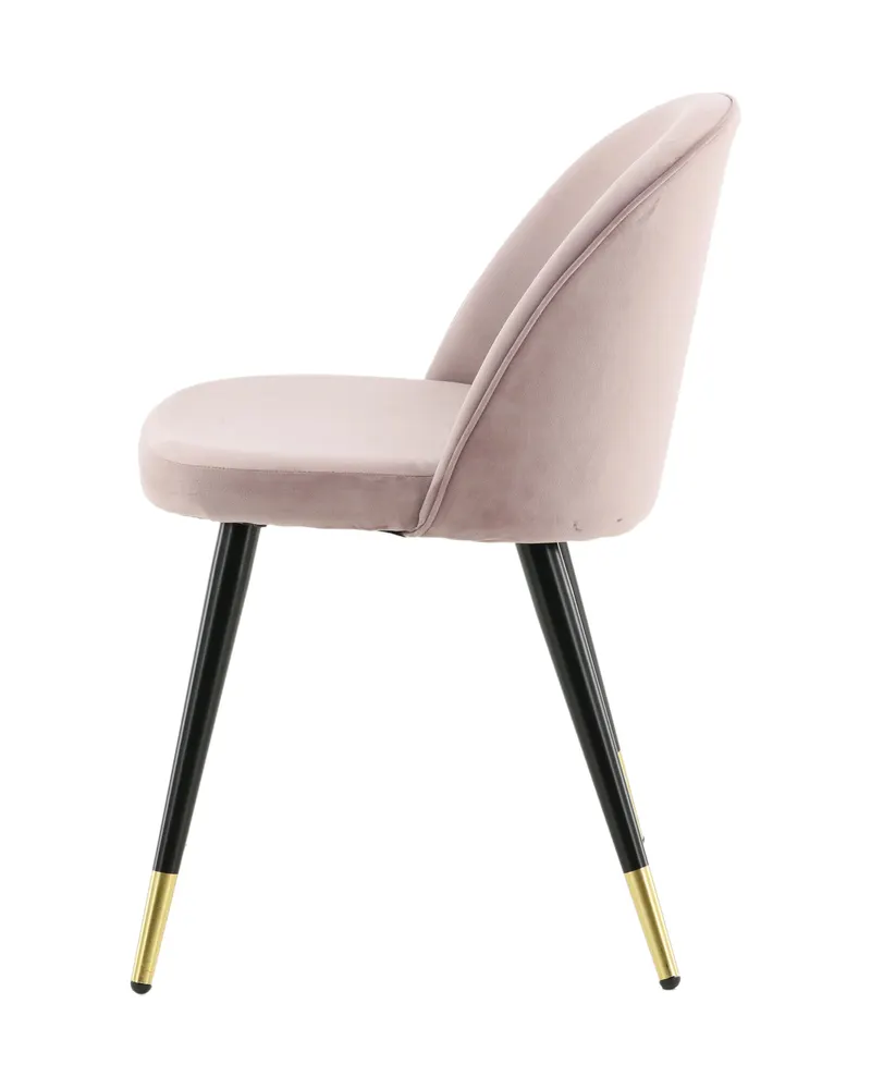 Velvet gepolsterte Esszimmerstühle im 2er-Set in Altrosa, Gestell Schwarz, Polyester-Samt, Ansicht 5