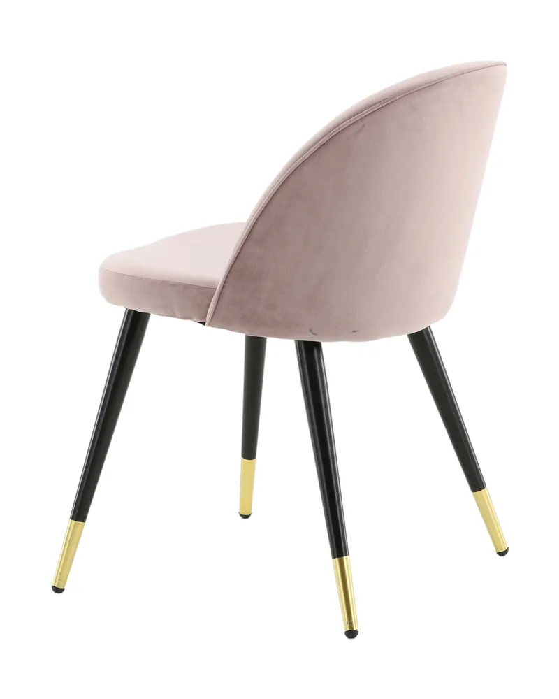 Velvet gepolsterte Esszimmerstühle im 2er-Set in Altrosa, Gestell Schwarz, Polyester-Samt, Ansicht 6