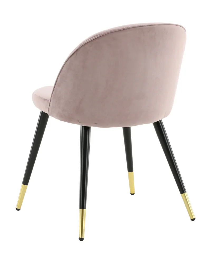 Velvet gepolsterte Esszimmerstühle im 2er-Set in Altrosa, Gestell Schwarz, Polyester-Samt, Ansicht 7