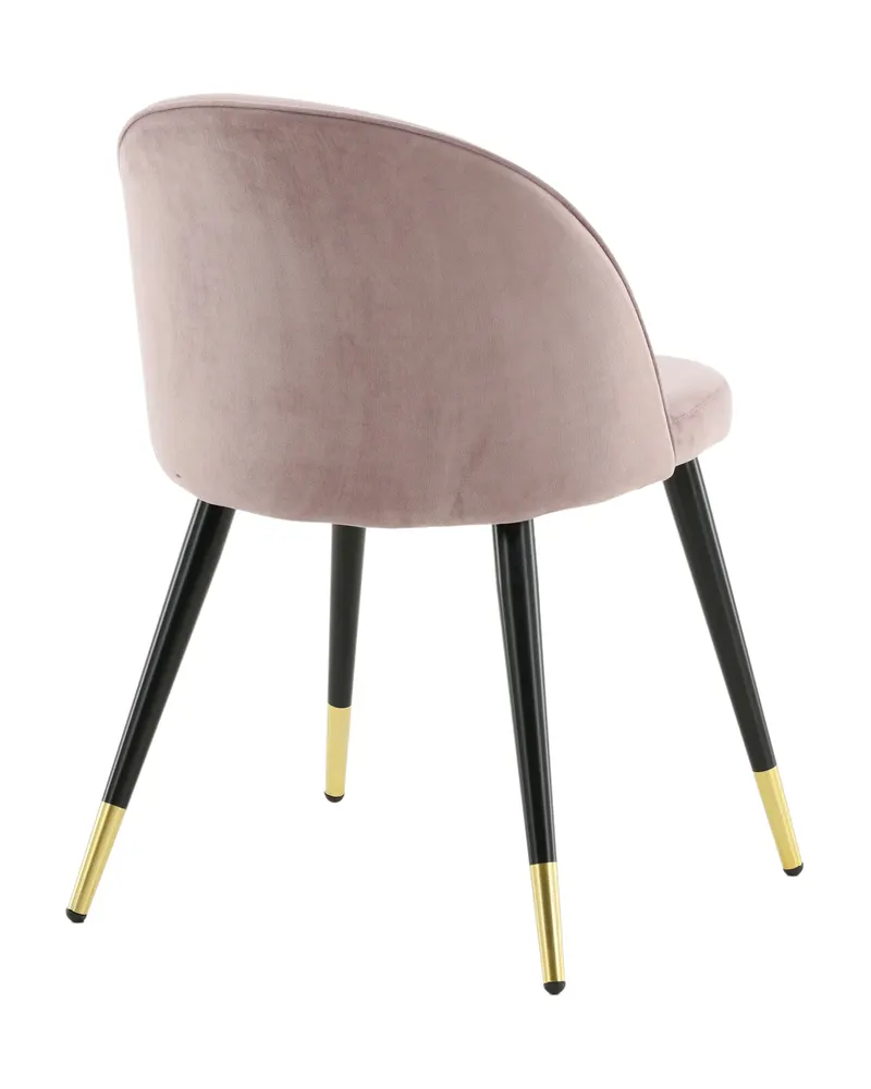 Velvet gepolsterte Esszimmerstühle im 2er-Set in Altrosa, Gestell Schwarz, Polyester-Samt, Ansicht 9