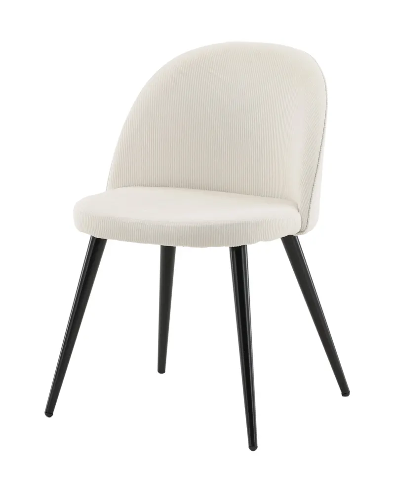 Velvet gepolsterte Esszimmerstühle im 2er-Set in Beige, Gestell Schwarz, Polyester-Cord, Ansicht 7