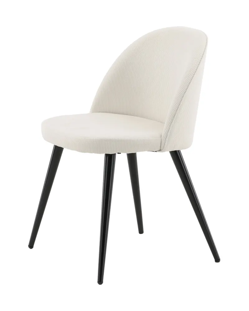 Velvet gepolsterte Esszimmerstühle im 2er-Set in Beige, Gestell Schwarz, Polyester-Cord, Ansicht 9