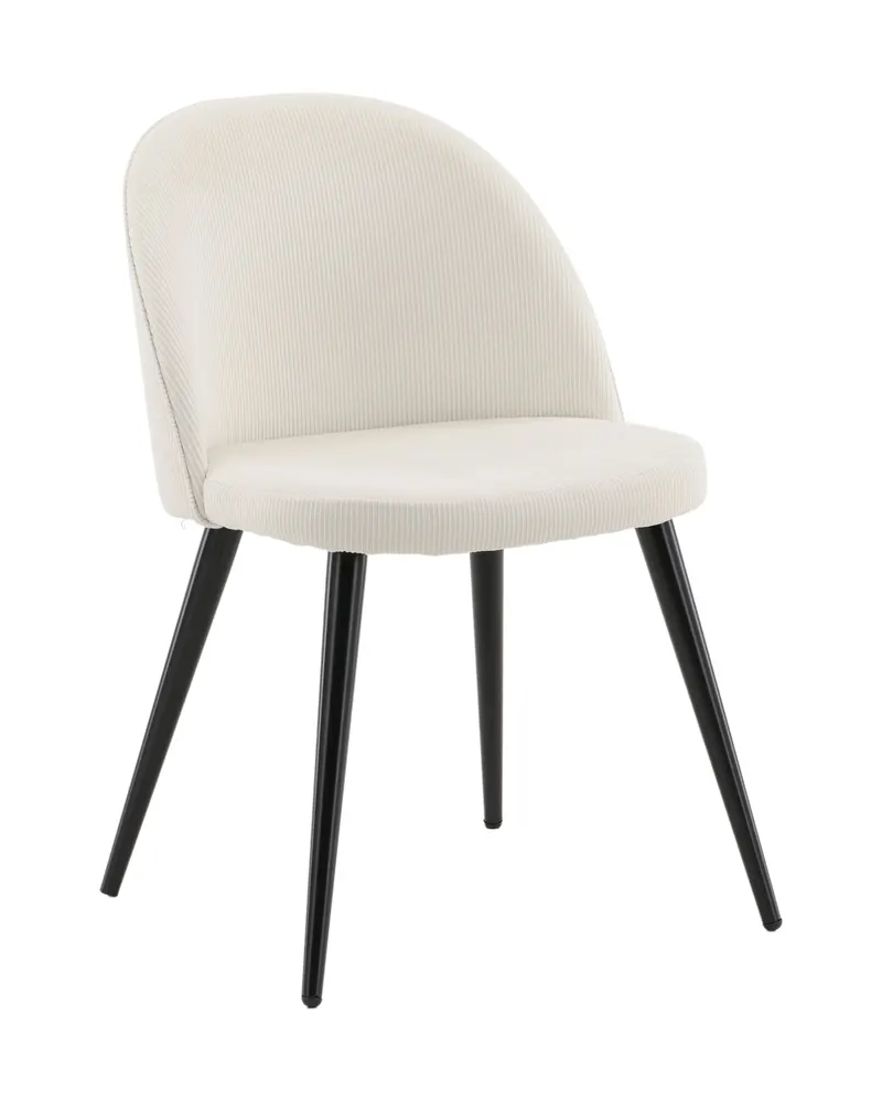 Velvet gepolsterte Esszimmerstühle im 2er-Set in Beige, Gestell Schwarz, Polyester-Cord, Ansicht 2