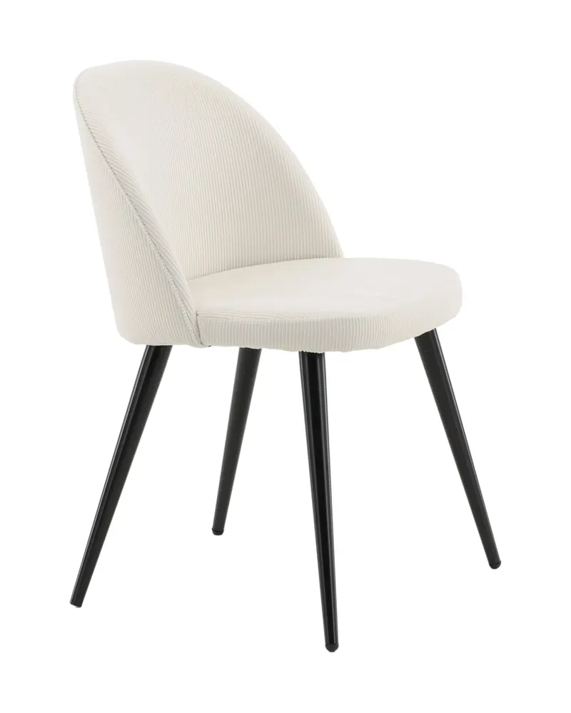 Velvet gepolsterte Esszimmerstühle im 2er-Set in Beige, Gestell Schwarz, Polyester-Cord, Ansicht 3