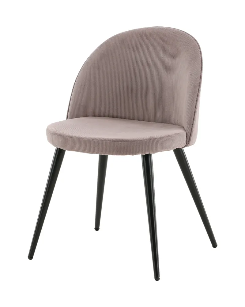 Velvet gepolsterte Esszimmerstühle im 2er-Set in Altrosa, Gestell Schwarz, Polyester-Cord, Ansicht 2