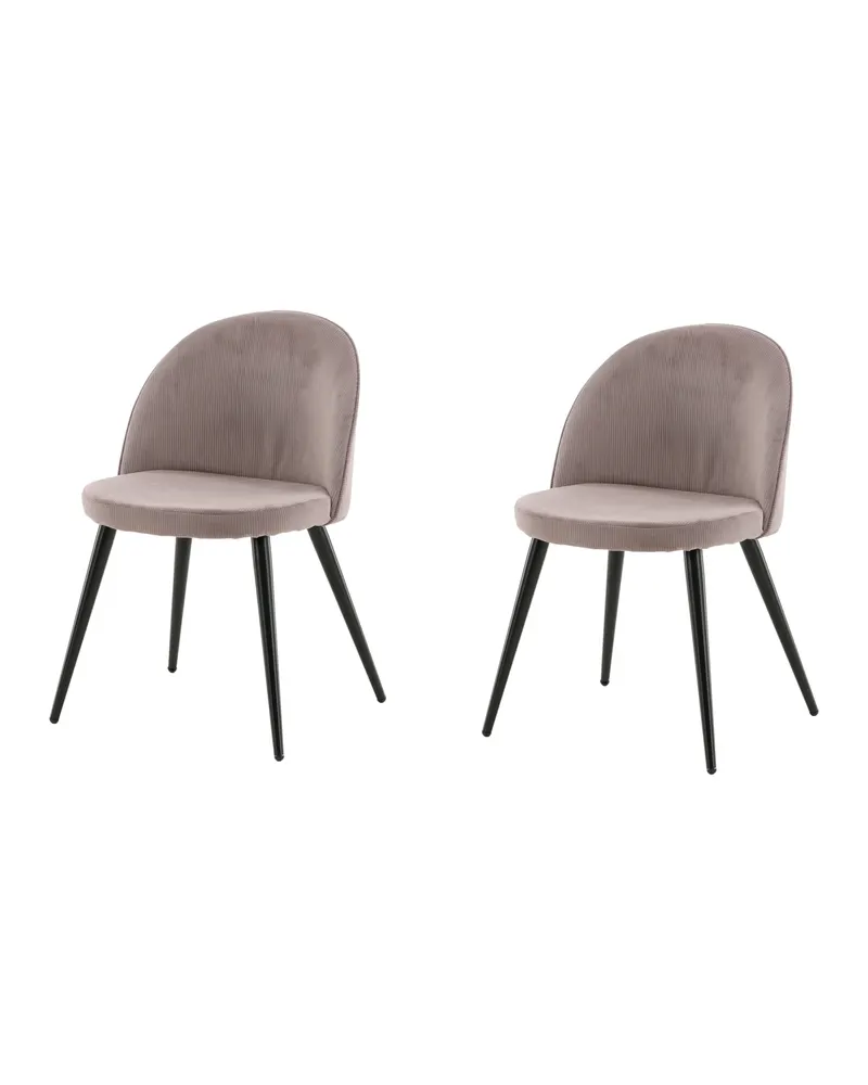 Velvet gepolsterte Esszimmerstühle im 2er-Set in Altrosa, Gestell Schwarz, Polyester-Cord, Ansicht 3