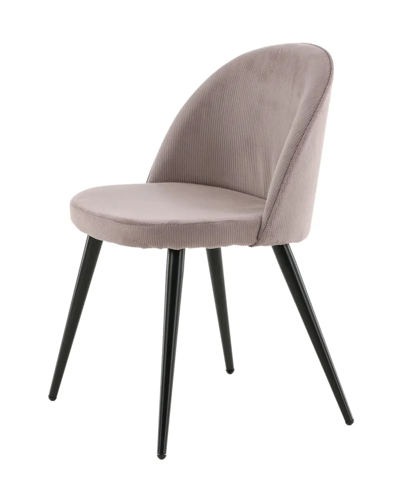 Velvet gepolsterte Esszimmerstühle im 2er-Set in Altrosa, Gestell Schwarz, Polyester-Cord, Ansicht 4