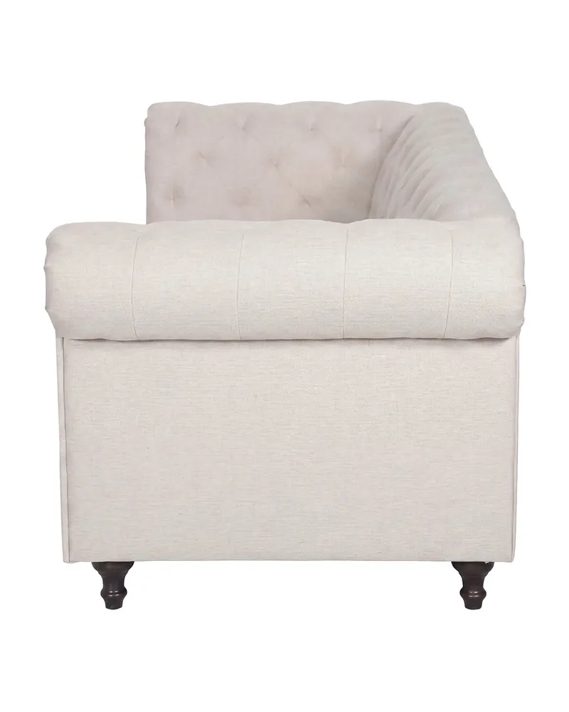 Velvet Chesterfield-Sofa aus Samt mit Knopfheftung in Beige, Gestell Schwarz, Ansicht 3