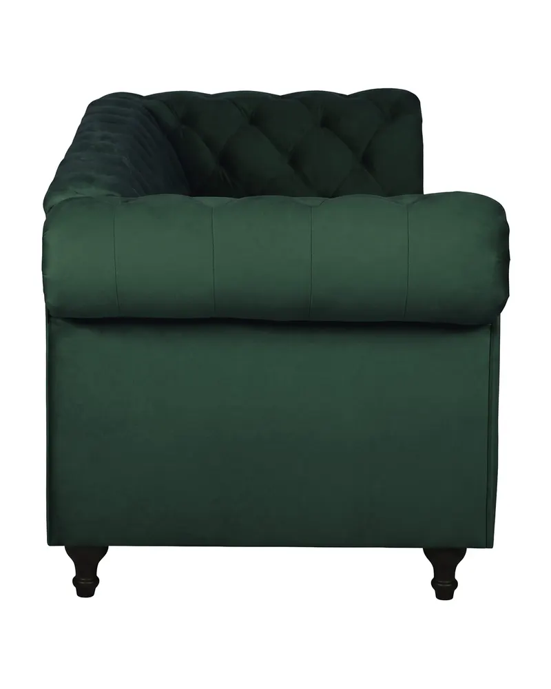 Velvet Chesterfield-Sofa aus Samt mit Knopfheftung in Grün, Gestell Schwarz, Ansicht 3