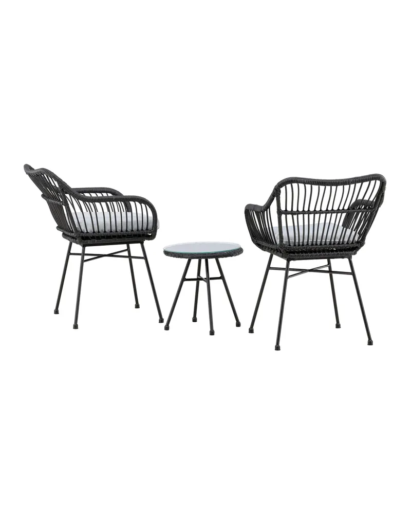 Viga Gartenlounge für den Balkon mit zwei Geflechtsesseln
