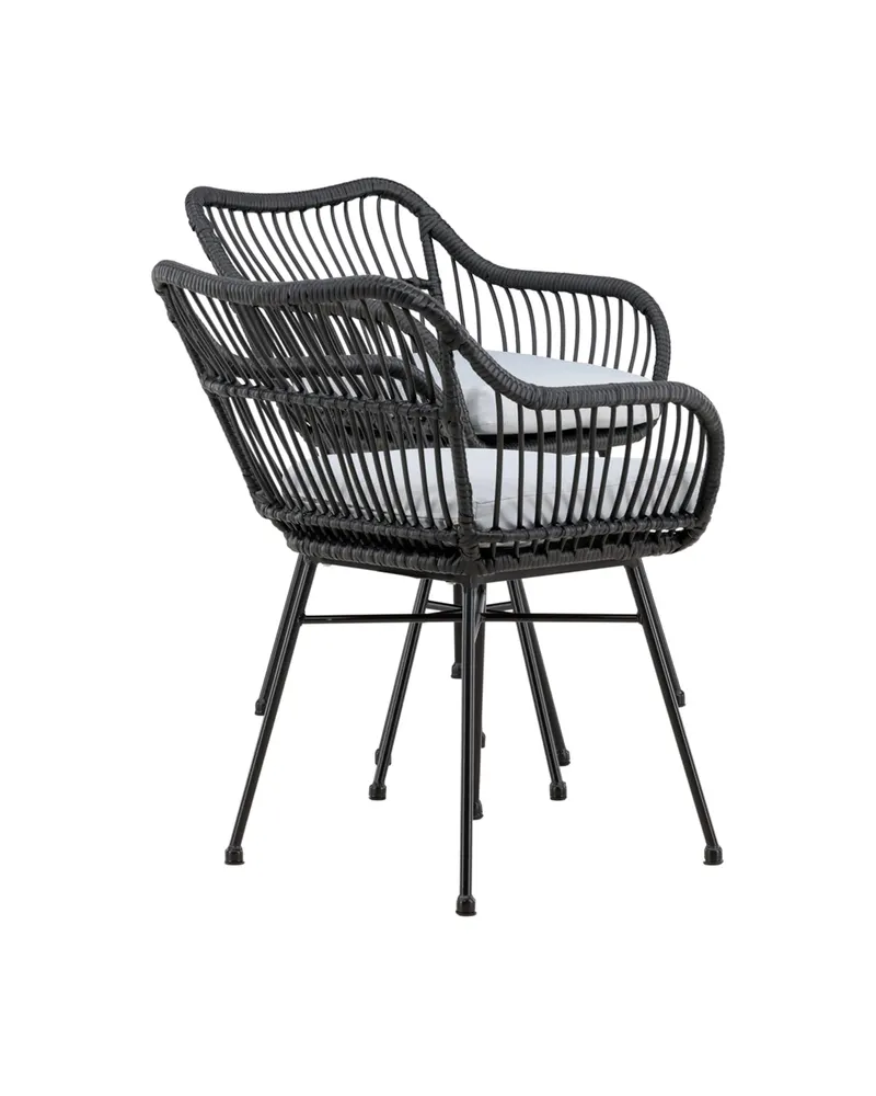 Viga Balkon-Lounge-Set mit zwei Geflechtsesseln und rundem Glastisch, Ansicht 10
