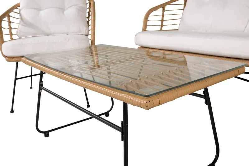 Viga Gartenlounge in Natur mit Sofa, zwei Sesseln und Couchtisch, Ansicht 3