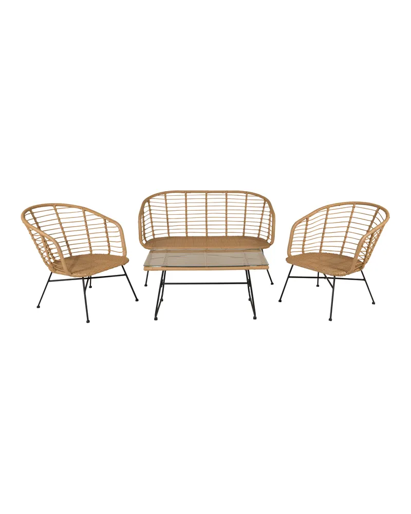 Viga Gartenlounge in Natur mit Sofa, zwei Sesseln und Couchtisch, Ansicht 4