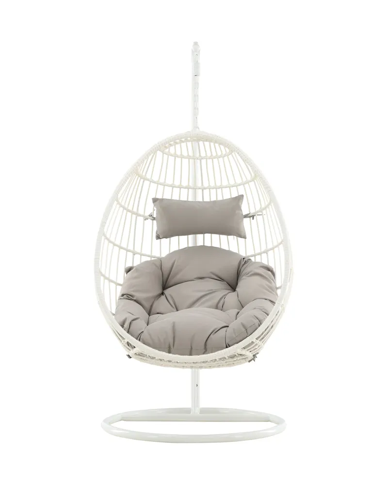 Viga Hängesessel mit Gestell und Korb aus Polyrattan, Weiß