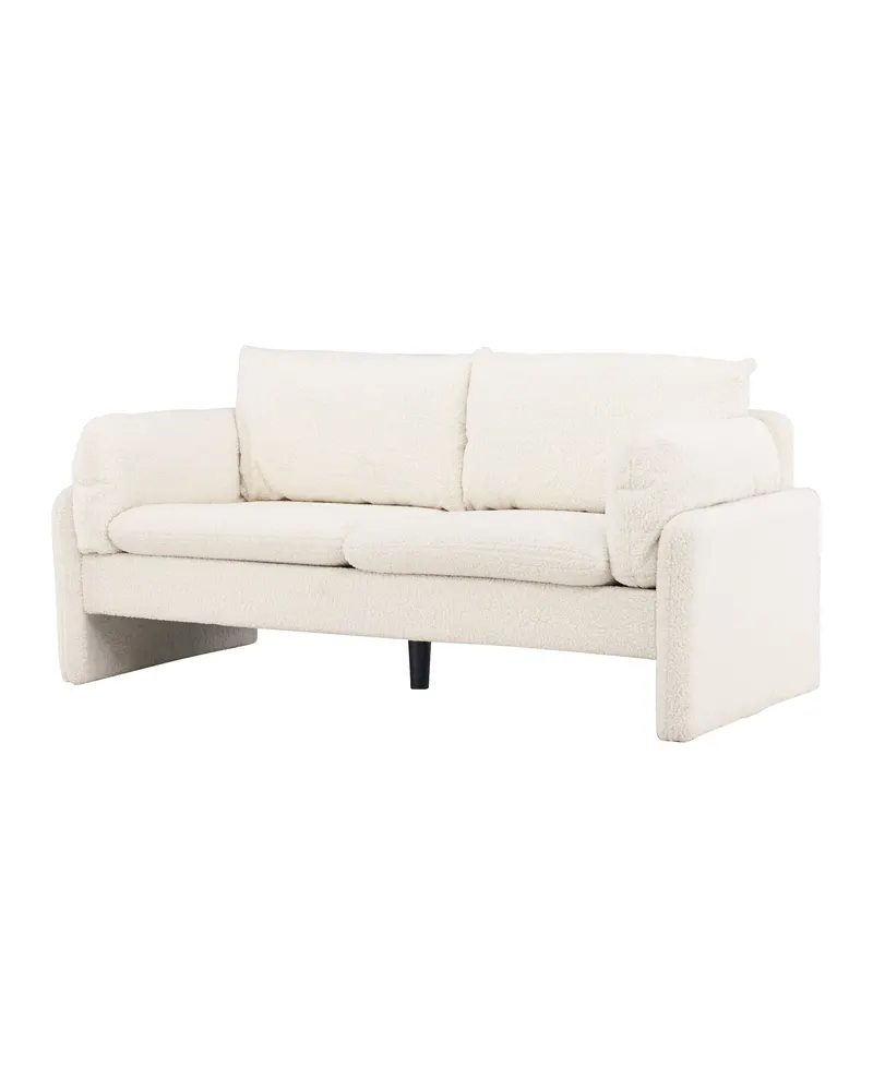 Vindel 2-Sitzer-Sofa aus Teddystoff mit bodentiefen Seitenteilen, Weiß