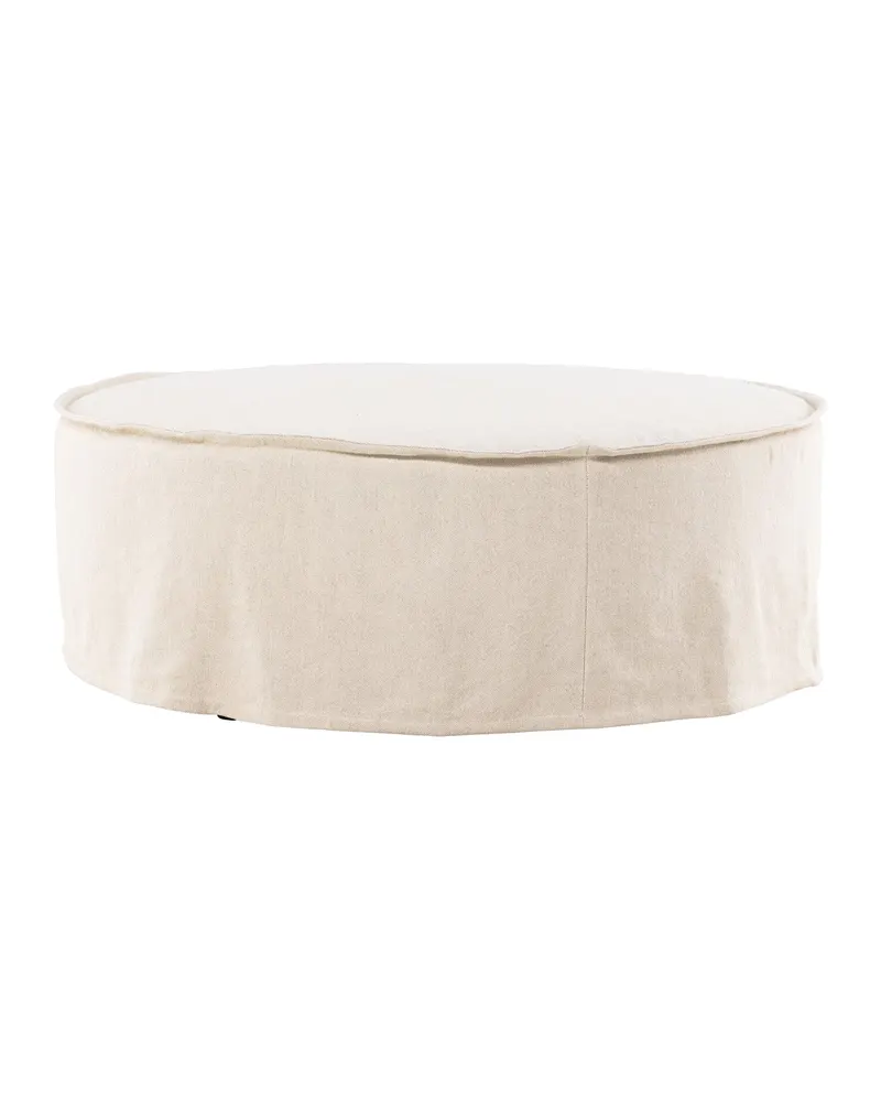 Vindö runder Hocker in Beige, Gestell Schwarz, Baumwolle, Polyester in Leinenoptik, Ansicht 10