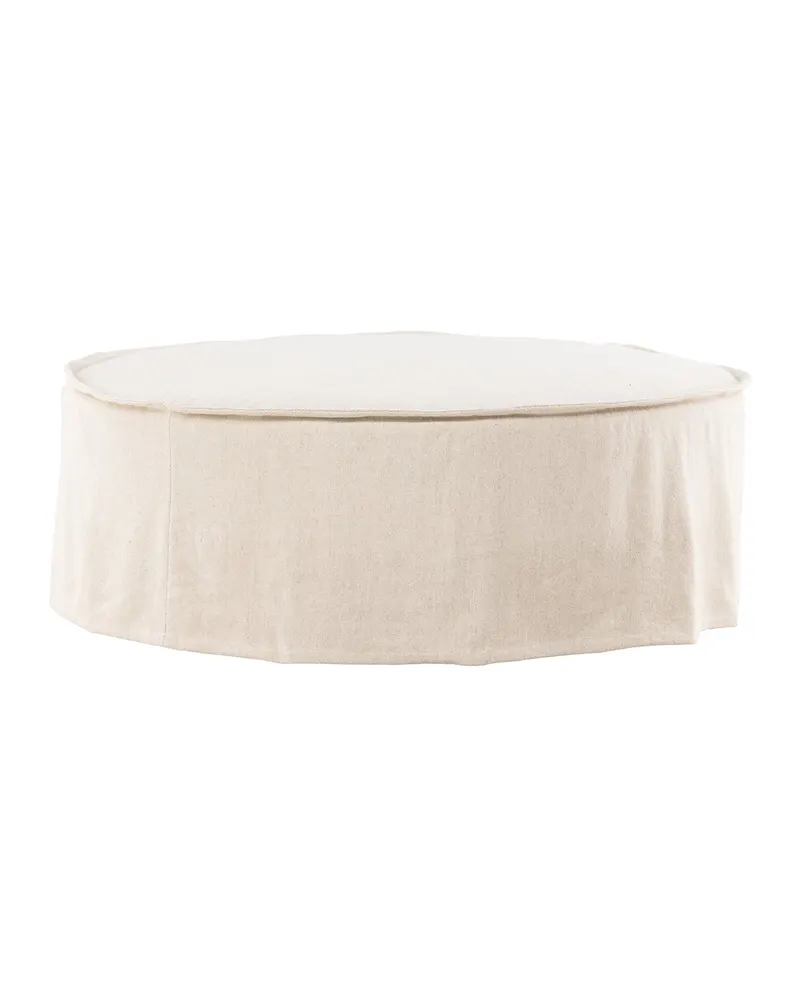 Vindö runder Hocker in Beige, Gestell Schwarz, Baumwolle, Polyester in Leinenoptik, Ansicht 12