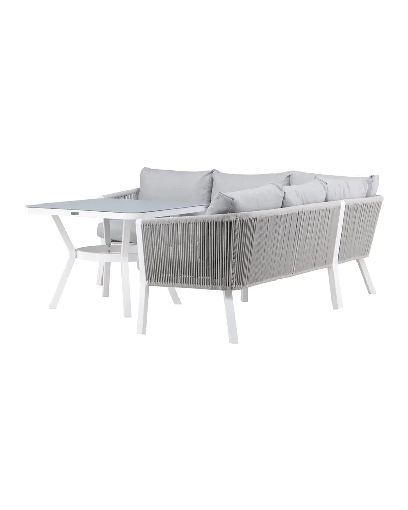 Virya Gartenlounge mit Ecksofa aus Aluminium und Tisch 90 × 90 cm