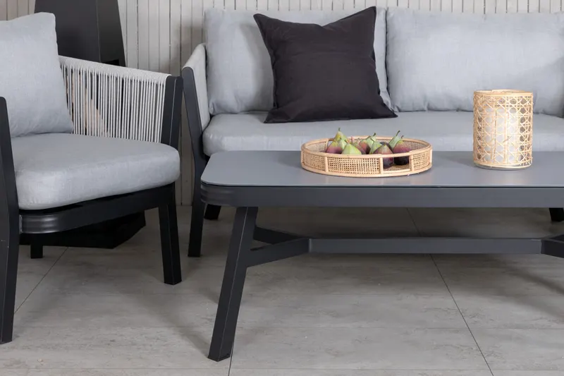 Virya Gartenlounge aus Aluminium mit Seilrücken und Couchtisch, im Wohnraum, Ansicht 5