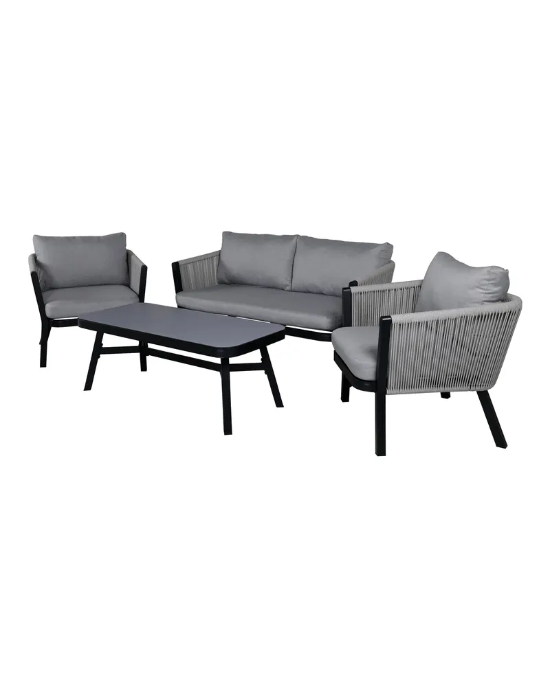 Virya Gartenlounge aus Aluminium mit Seilrücken und Couchtisch, Ansicht 2