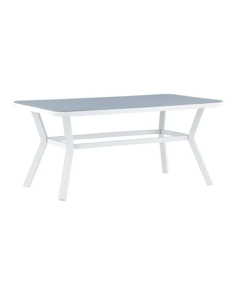 Virya Gartentisch mit Mattglasplatte in 160 × 90 cm, Grau, Gestell Weiß, Ansicht 8