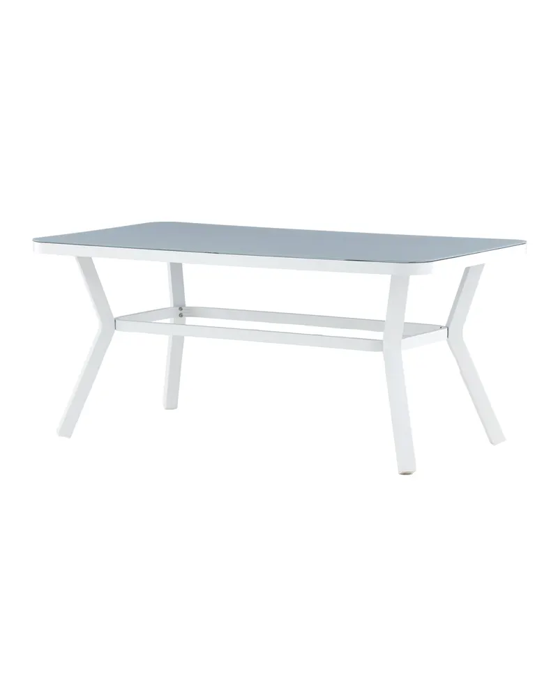 Virya Gartentisch mit Mattglasplatte in 160 × 90 cm, Grau, Gestell Weiß, Ansicht 5