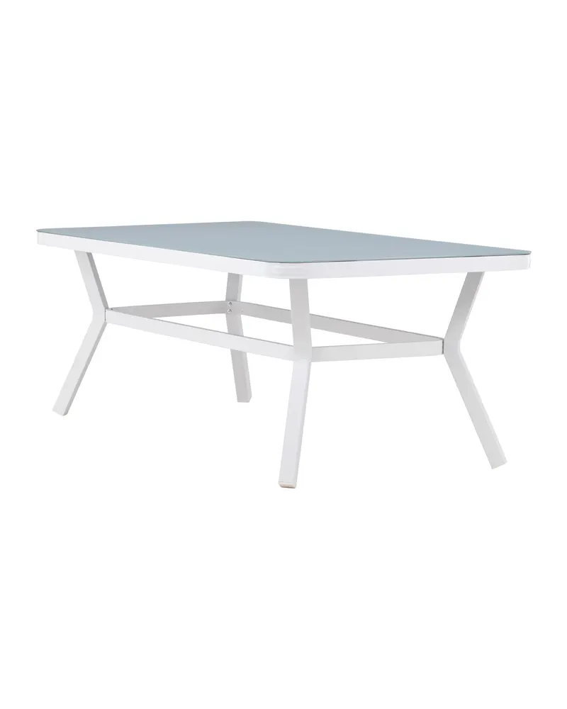 Virya Gartentisch mit Mattglasplatte in 200 × 100 cm, Transparent, Gestell Weiß, Ansicht 1