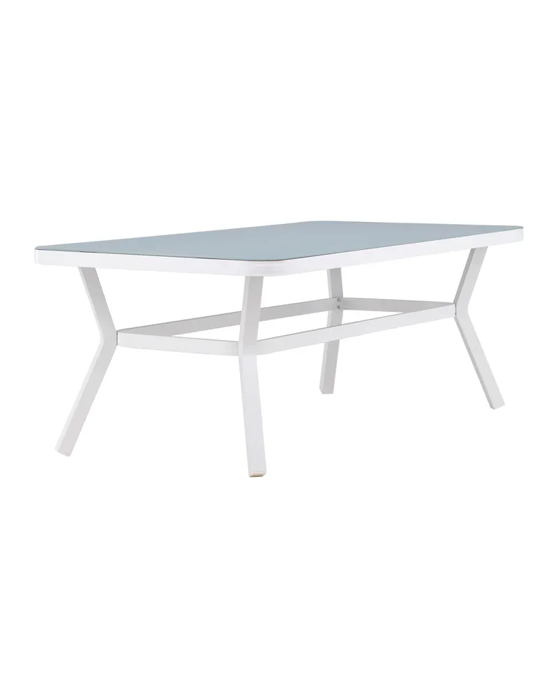Virya Gartentisch mit Mattglasplatte in 200 × 100 cm, Transparent, Gestell Weiß, Ansicht 4