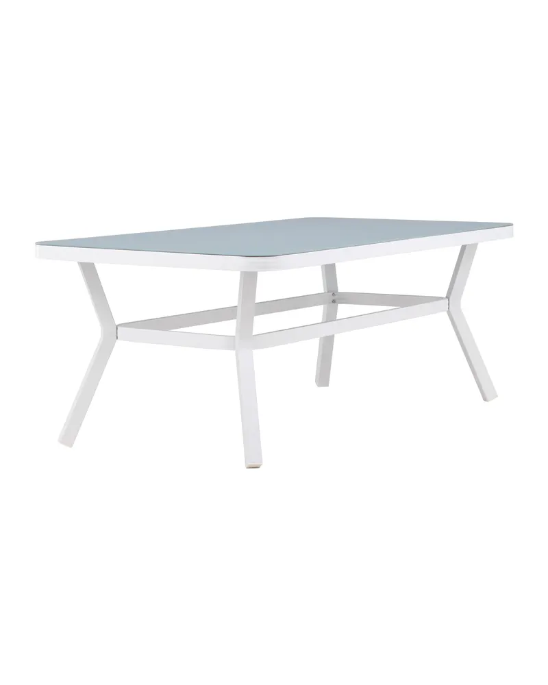 Virya Gartentisch mit Mattglasplatte in 200 × 100 cm, Transparent, Gestell Weiß, Ansicht 6