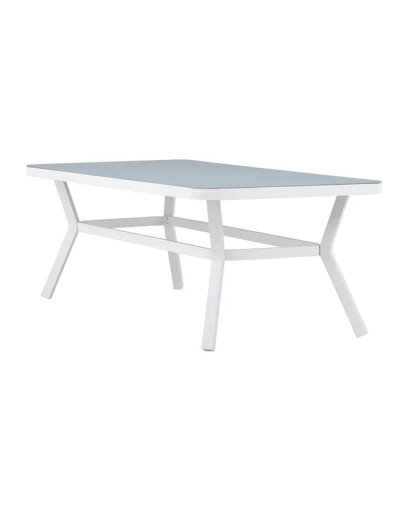 Virya Gartentisch mit Mattglasplatte in 200 × 100 cm, Transparent, Gestell Weiß, Ansicht 7