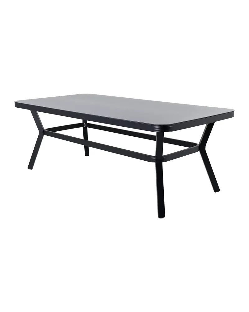 Virya Gartentisch mit Mattglasplatte in 200 × 100 cm, Schwarz / Grau, Gestell Schwarz, Ansicht 1