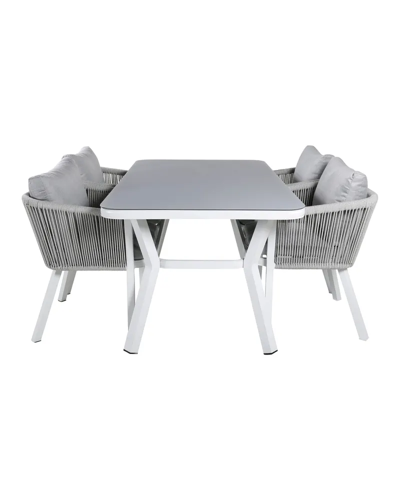 Virya & Virya Gartenmöbel-Set mit Glastisch und 4 Seilstühlen, Ansicht 1
