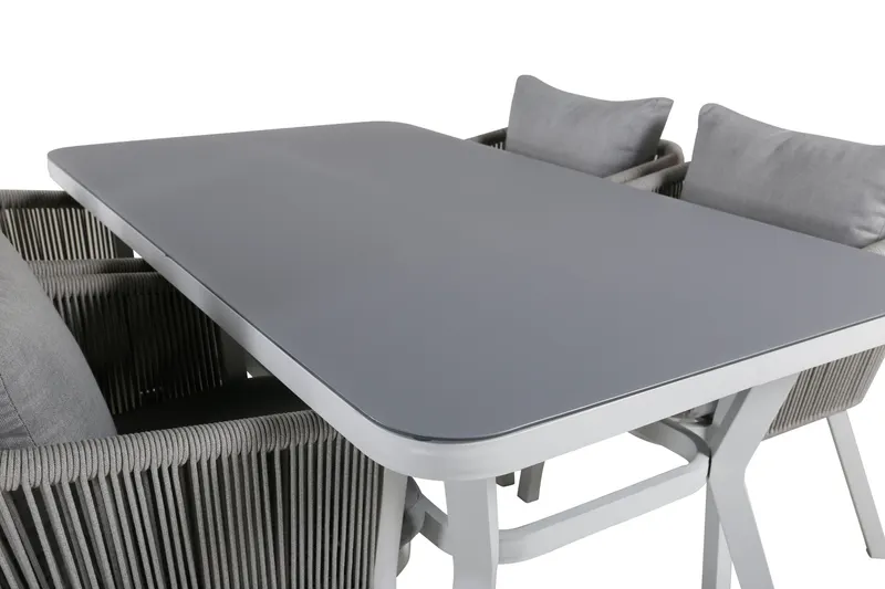 Virya & Virya Gartenmöbel-Set mit Glastisch und 4 Seilstühlen, Ansicht 3