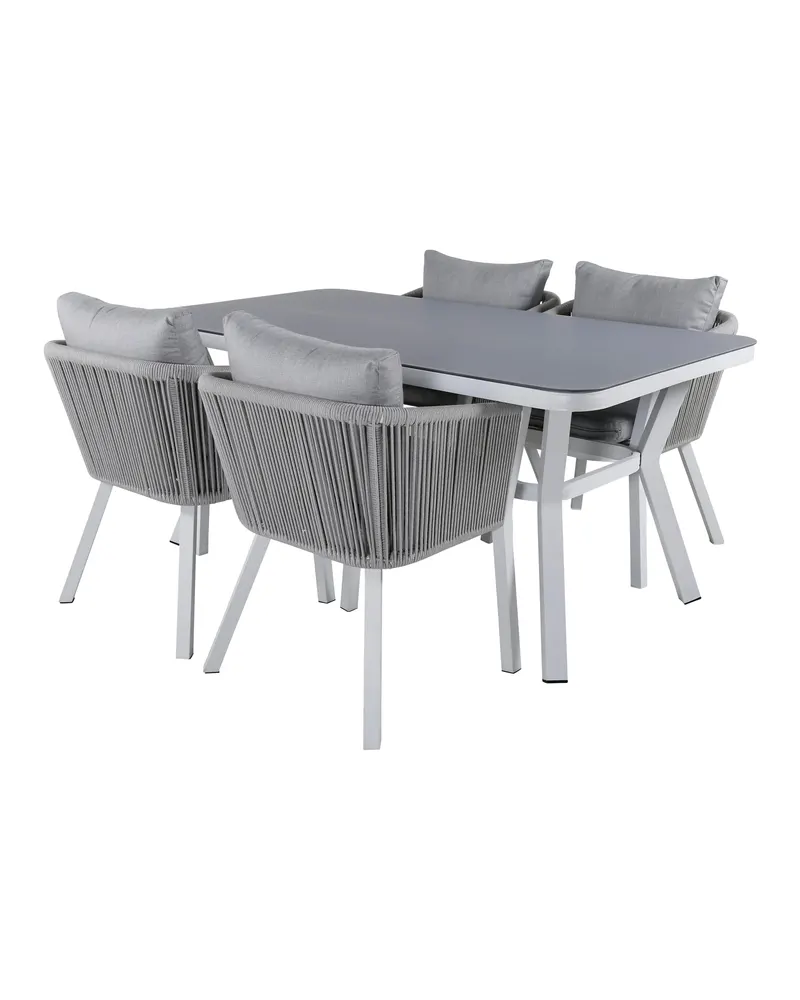 Virya & Virya Gartenmöbel-Set mit Glastisch und 4 Seilstühlen, Ansicht 2