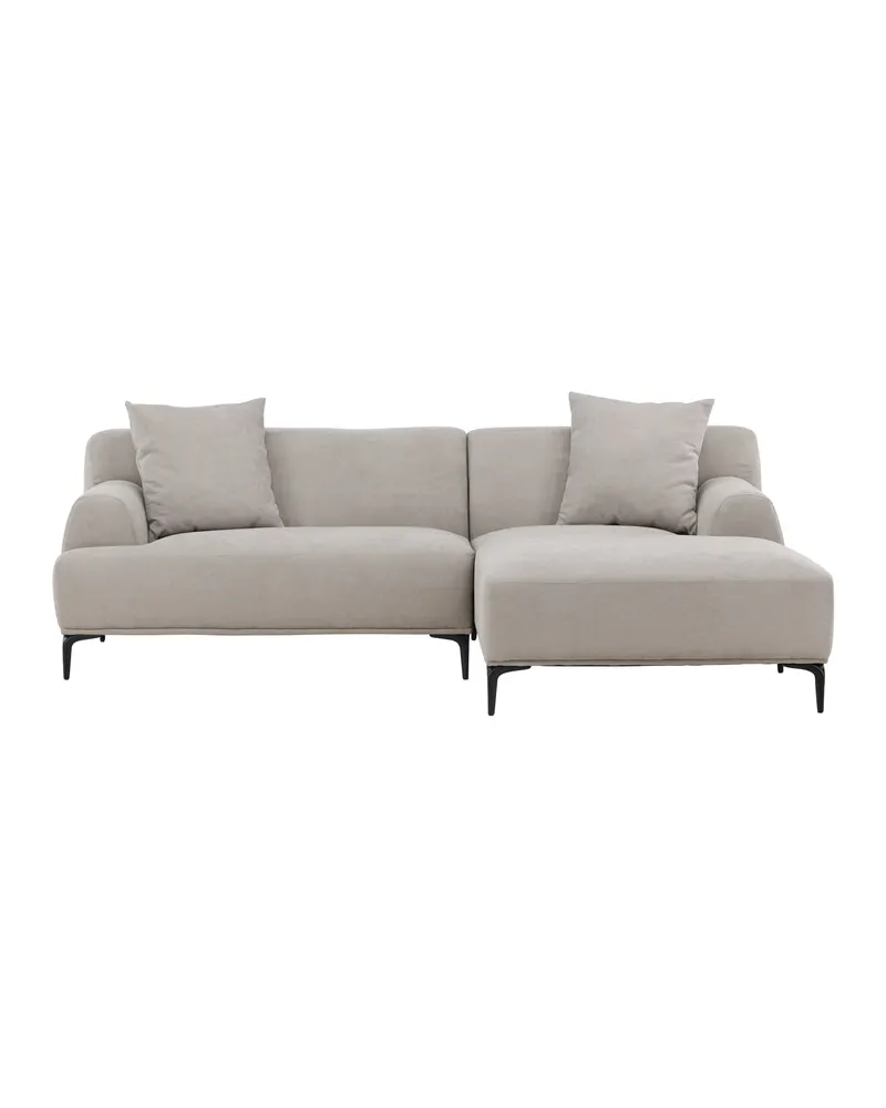 Viskan 3-Sitzer-Sofa mit Recamiere in Hellgrau auf Metallbeinen, Hellgrau, Schwarz