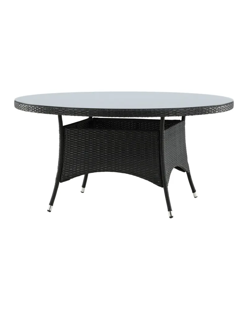 Volta runder Gartentisch mit Glasplatte und Geflecht in Ø 150 cm, Schwarz, Ansicht 6