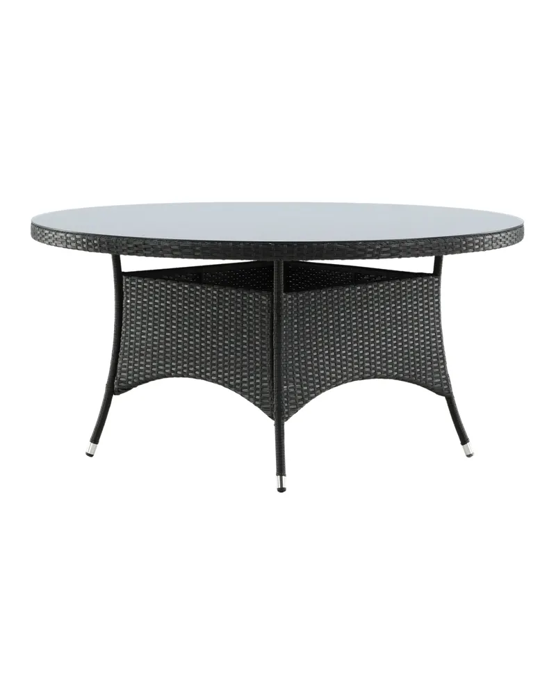 Volta runder Gartentisch mit Glasplatte und Geflecht in Ø 150 cm, Schwarz, Ansicht 7