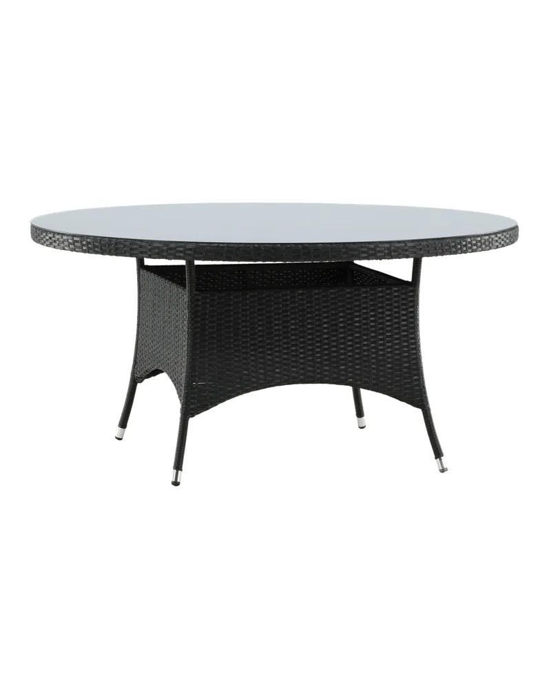 Volta runder Gartentisch mit Glasplatte und Geflecht in Ø 150 cm, Schwarz, Ansicht 8