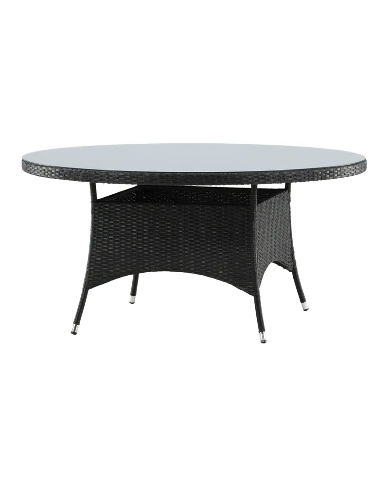 Volta runder Gartentisch mit Glasplatte und Geflecht in Ø 150 cm, Schwarz, Ansicht 9