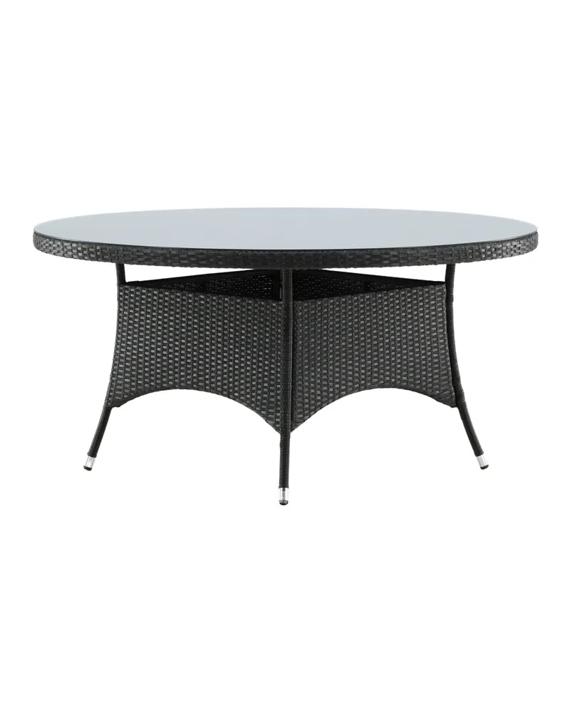 Volta runder Gartentisch mit Glasplatte und Geflecht in Ø 150 cm, Schwarz, Ansicht 10